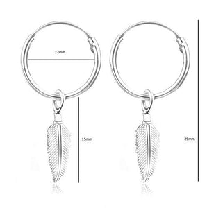 TJS Orecchini a Cerchio con Pendenti Piuma Argento 925 Senza Nichel... - Ilgrandebazar