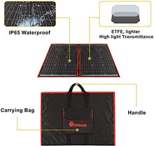 Carica l&#39;immagine nel visualizzatore di Gallery, DOKIO Kit Pannello Solare Pieghevole Portatile 100W 18V Monocristallino con uscita USB controller solare per ricarica batteria 12v
