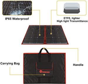 DOKIO Kit Pannello Solare Pieghevole Portatile 100W 18V Monocristallino con uscita USB controller solare per ricarica batteria 12v