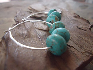★ ORECCHINI DI BIANCO con TURQUOISE ★ piccoli orecchini, creoli (1662)