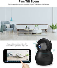 Carica l'immagine nel visualizzatore di Gallery, BJS Telecamera di Sorveglianza WiFi, 1080P &amp; Telecamera WiFi per Neonato/Anziano/Animale Domestico, Baby Camera con Audio Bidirezionale, Rilevamento del Movimento/Suono