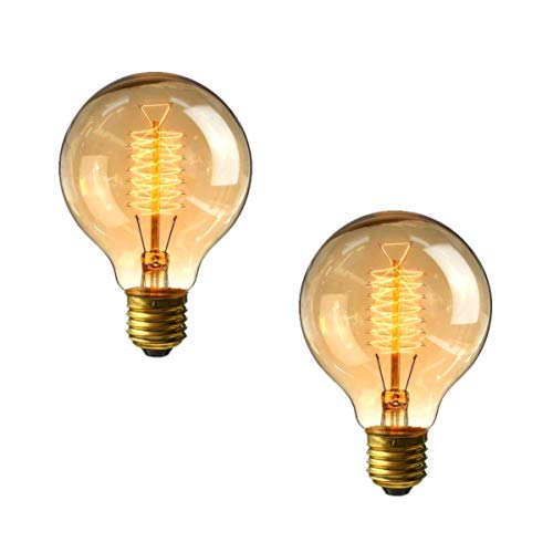 60W Lampadine vintage, E27 Lampadina Edison Vintage 2 Pezzi 60w G80 - Ilgrandebazar
