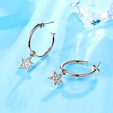 Carica l&#39;immagine nel visualizzatore di Gallery, Lydreewam Orecchini Cerchio Donna Argento Sterling 925 Stella/Luna Stella - Ilgrandebazar