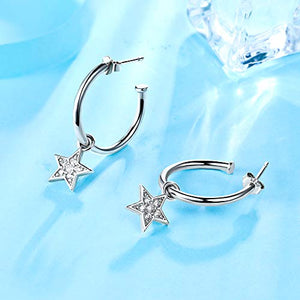 Lydreewam Orecchini Cerchio Donna Argento Sterling 925 Stella/Luna Stella - Ilgrandebazar