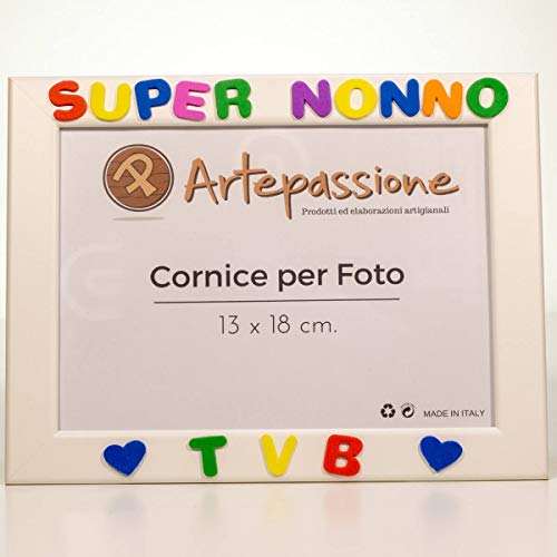 Cornici per foto in legno con la scritta Super Nonno TVB e decorata con... - Ilgrandebazar