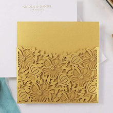 Carica l&#39;immagine nel visualizzatore di Gallery, Partecipazioni matrimonio taglio laser fai da te inviti oro carta... - Ilgrandebazar