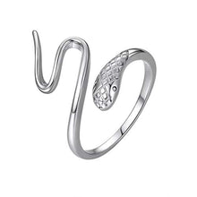 Carica l&#39;immagine nel visualizzatore di Gallery, SILVERCUTE Donna Anello Aperto/Orecchini Fascia Gatto/Corna di Serpente