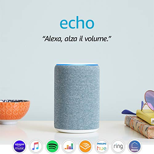 Amazon Echo (3ª generazione) - Altoparlante intelligente Tessuto blu-grigio
