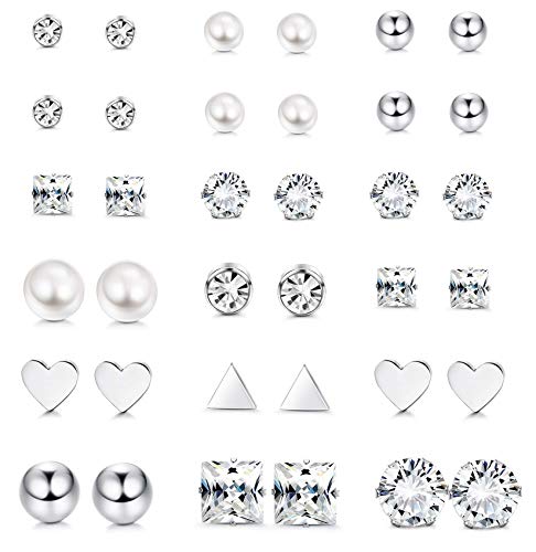 Milacolato 18 paia Acciaio Inossidabile Orecchini Set Donna con Tondo CZ... - Ilgrandebazar