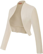 Carica l'immagine nel visualizzatore di Gallery, Belle Poque Donna Coprispalle Corta a Maniche Lunghe con Frontale Aperto da Donna Bolero Shrug