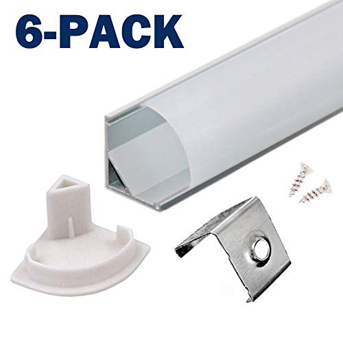 Profili per Strisce LED 45° - 6x1MT Profilo Alluminio 6*1m - Ilgrandebazar