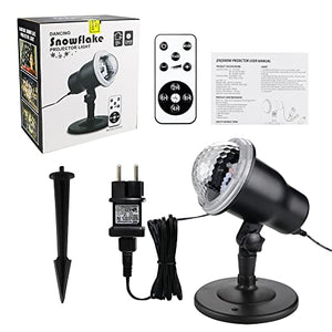 Proiettore Luci Natale con Fiocco di Neve, Proiettore Natale Esterno ed Interno IP65 con Telecomando,Decorazioni Natalizie per la Casa,Adatto per Natale,Compleanno, Capodanno