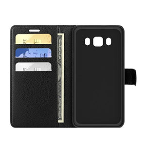 Moonmini Galaxy J5 (2016) J510 Custodia Cover PU Portafoglio Pelle Libro Nero