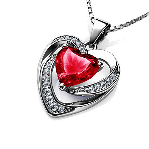 DEPHINI - Collana con cuore rosso - argento Sterling 925 - pietra... - Ilgrandebazar