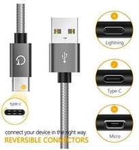 Carica l&#39;immagine nel visualizzatore di Gallery, Gritin Cavo USB C [3 Pezzi: 1m, 1.5m, 2m] Nylon 1m+1.5m+2m, Grigio - Ilgrandebazar