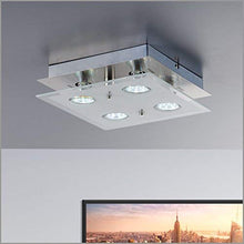 Carica l&#39;immagine nel visualizzatore di Gallery, Plafoniera LED da soffitto, include 4 lampadine GU10 Rettangolare, Nickel
