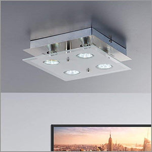 Plafoniera LED da soffitto, include 4 lampadine GU10 Rettangolare, Nickel