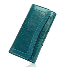Carica l'immagine nel visualizzatore di Gallery, Portafoglio Pelle Donna, OURBAG Portafogli Donna Grandi, Blu Pavone - Ilgrandebazar