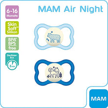 Carica l&#39;immagine nel visualizzatore di Gallery, MAM, ciuccio in silicone Air Night, 6-16 blau - Ilgrandebazar