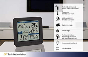 TFA Dostmann Sky Stazione meteorologica Radio, Nero, (L) 123 x (B) 52 x (H)... - Ilgrandebazar
