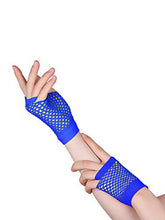 Carica l&#39;immagine nel visualizzatore di Gallery, 80&#39; Fascia in Pizzo Orecchini al Neon Guanti a Rete Senza Dita per Blu - Ilgrandebazar