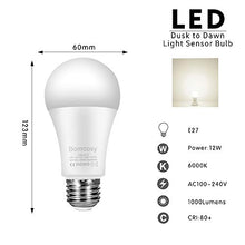 Carica l&#39;immagine nel visualizzatore di Gallery, Lampadine con Sensore Crepuscolare E27 Lampadina LED 12W, Bianco Freddo 6000k