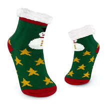 Carica l&#39;immagine nel visualizzatore di Gallery, JOMIX Calzini Natale Bambini Calde Calzini Antiscivolo Natale Bambini Felpate Calze Natalizie Bambini Imbottite MB7416 (Verde Rosso, 32-35)