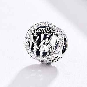 Charm in argento sterling 925, motivo: famiglia di 4 persone, da stile 4 - Ilgrandebazar