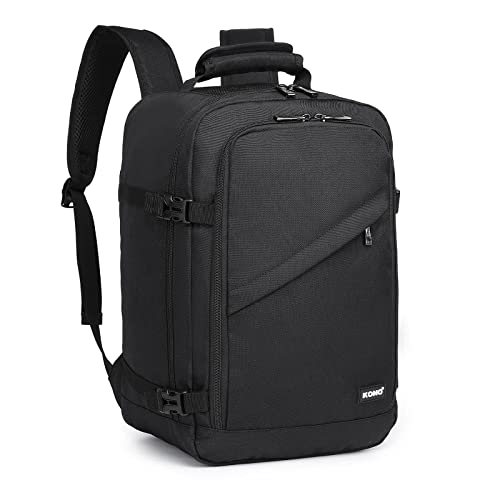 KONO Zaino da Viaggio 40x20x25 Zaino Ryanair Bagaglio a Mano per Sotto il Sedile Borsa (Nero)