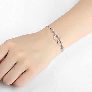 B.Catcher donna braccialetto in argento S925 e zirconi placca con due cuori... - Ilgrandebazar