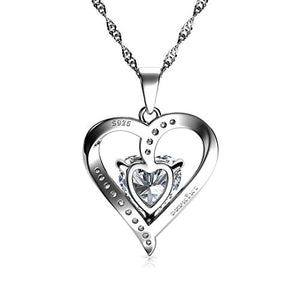 DEPHINI - Collana a forma di cuore bianco - in argento Sterling 925 - con... - Ilgrandebazar