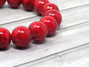 Bracciale da donna in perle di turchese rosso con pendente argento... - Ilgrandebazar