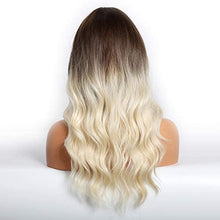 Carica l'immagine nel visualizzatore di Gallery, HAIRCUBE Parrucche lunghe ricci per donna Ombre Parrucca da marrone scuro a bianca con frangia Parrucche sintetiche dall'aspetto naturale per feste o uso quotidiano
