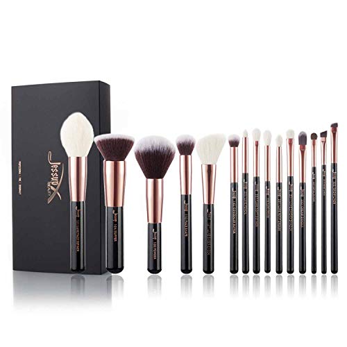 Jessup 15Pz Oro Rosa/Nero Pennelli per trucco professionale Set trucco...