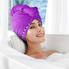 Carica l&#39;immagine nel visualizzatore di Gallery, esafio - Confezione da 2 Asciugamani per Capelli in Morbida Blu + Viola Scuro - Ilgrandebazar
