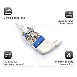 EW3800 - Prolunga elettrica bianca 3mt, spina Italiana 10A 90° Bianco - Ilgrandebazar