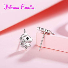 Carica l&#39;immagine nel visualizzatore di Gallery, Orecchini unicorno per ragazze, Rosa Argento 925 a bottone...