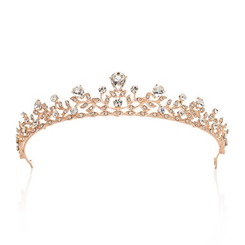 SWEETV Frizzante Cristallo Principessa Tiara Spettacolo Matrimonio Oro Rosa - Ilgrandebazar