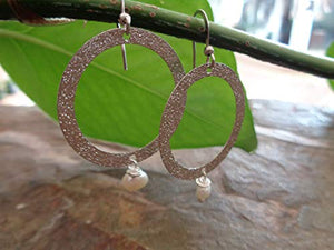 ♥ PERLA D'ACQUA DOLCE IN ANELLO GLITTER ♥ orecchini grandi e leggeri