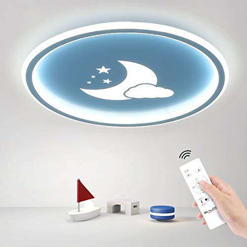 Plafoniera Led Moderna Dimmerabile con Telecomando, Lampada Soffitto 36W Blu