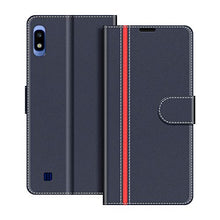 Carica l&#39;immagine nel visualizzatore di Gallery, COODIO Custodia per Samsung Galaxy A10, in Pelle Blu Scuro/Rosso - Ilgrandebazar