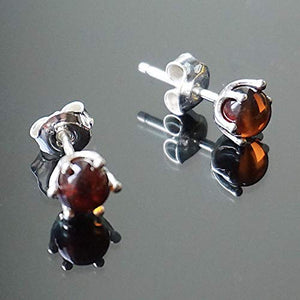 Camaleonte Orecchini a Bottone in Argento Sterling Massiccio 925 con Ambra... - Ilgrandebazar