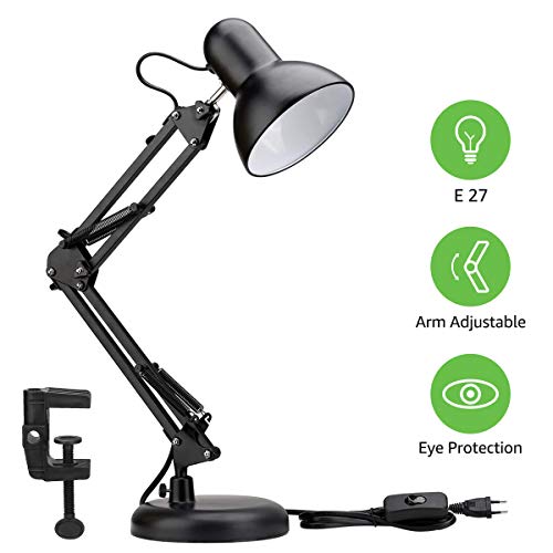 LE Lampada da Scrivania LED con Braccio Girevole 40W, Portalampada E27,... - Ilgrandebazar