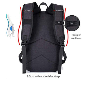 WAWJ Unisex Multiuso Antifurto Zaino con Porta USB, per PC Nero