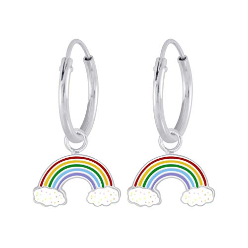 FIVE-D Orecchini a Cerchio per Bambini, Arcobaleno, in Argento - Ilgrandebazar