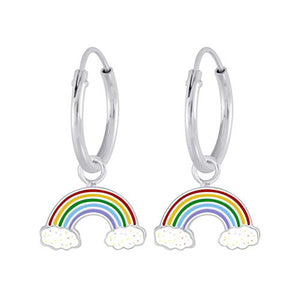 FIVE-D Orecchini a Cerchio per Bambini, Arcobaleno, in Argento - Ilgrandebazar