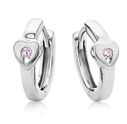 Miore Orecchino per Bambina Cerchio Argento 925 Cuore - Ilgrandebazar