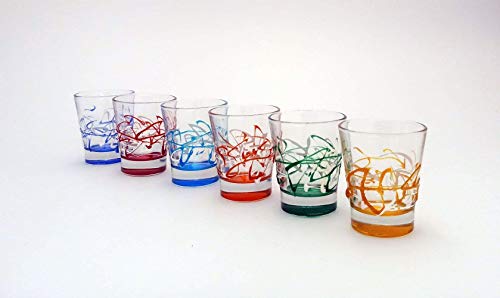 Set 6 Bicchieri liquore Jazz Short Shot monocolore in Vetro dipinti a mano... - Ilgrandebazar