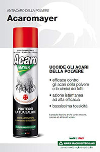 2x Spray Antiacaro Disinfettante Per Materassi Tessuti Divano"ACAROMAYER" 400 ml| Spray Specifico Antiacaro Della Polvere Ad Azione Immediata| Atossico, Per Prevenire Le Allergie|Made In Italy (2)