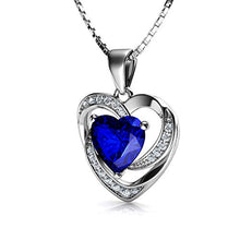 Carica l&#39;immagine nel visualizzatore di Gallery, DEPHINI Blu Collana Cuore – 925 argento ciondolo a forma di cuore con... - Ilgrandebazar